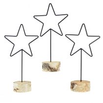 Product Decorative star candle holders on wooden base black &amp; natural, 40 cm – stylish table decoration 3pcs