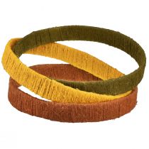 Product Decorative Ring Jute Loop Yellow Ochre Brown 4cm Ø30cm 3pcs