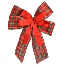 Product Decorative bow Christmas gift bow outdoor red checked 6cm wide 20×29cm 5pcs