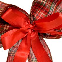 Product Decorative bow Christmas gift bow outdoor red checked 6cm wide 20×29cm 5pcs