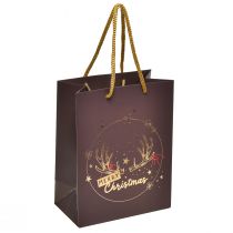 Gift bag Christmas antlers brown/gold 18x10x23cm