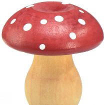 Product Wooden mushrooms decorative mushrooms wooden toadstools red orange 5cm 9pcs