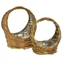 Product Basket for planting with handle vine L18/22cm set of 2