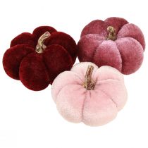 Product Pumpkin made of fabric decoration velvet burgundy pink Ø7cm 9 pcs