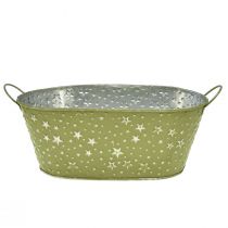 Product Metal bowl oval stars and handles green 31×16cm H12,5cm