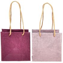 Paper Gift Bags Handle Burgundy Pink 12x12cm 8 pcs