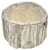 Product Planter Wooden Round Bark Natural White 26/18cm Set of 2
