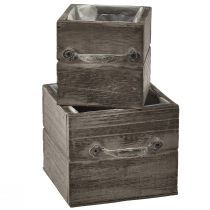 Plant boxes in drawer look – grey-brown, various sizes – versatile and decorative storage – set of 2