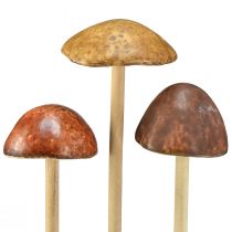 Product Decorative mushrooms on stick, brown 5.5cm - Autumnal garden and living room decoration - 6pcs