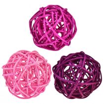 Product Rattan balls light pink purple assorted rattan Ø5cm 24pcs