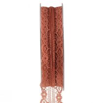 Product Lace ribbon orange decorative ribbon with flowers W25mm L20m