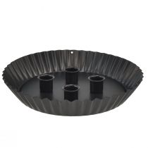 Product Designer metal candle holder in cake shape – Black, Ø 24 cm – Elegant table decoration for 4 candles – 2 pieces