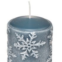 Product Pillar candles blue candles snowflakes 100/65mm 4pcs