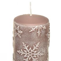 Product Pillar candles pink candles snowflakes 150/65mm 4pcs