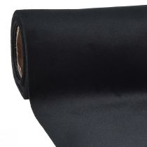 Product Velvet table runner black, shiny decorative fabric, 28×270cm - elegant table runner for festive occasions