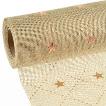 Product Christmas table runner with shiny stars, gold, 48cm x 4.5m - Festive decoration