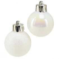 Product Christmas balls mother of pearl white plastic Ø3cm 14pcs