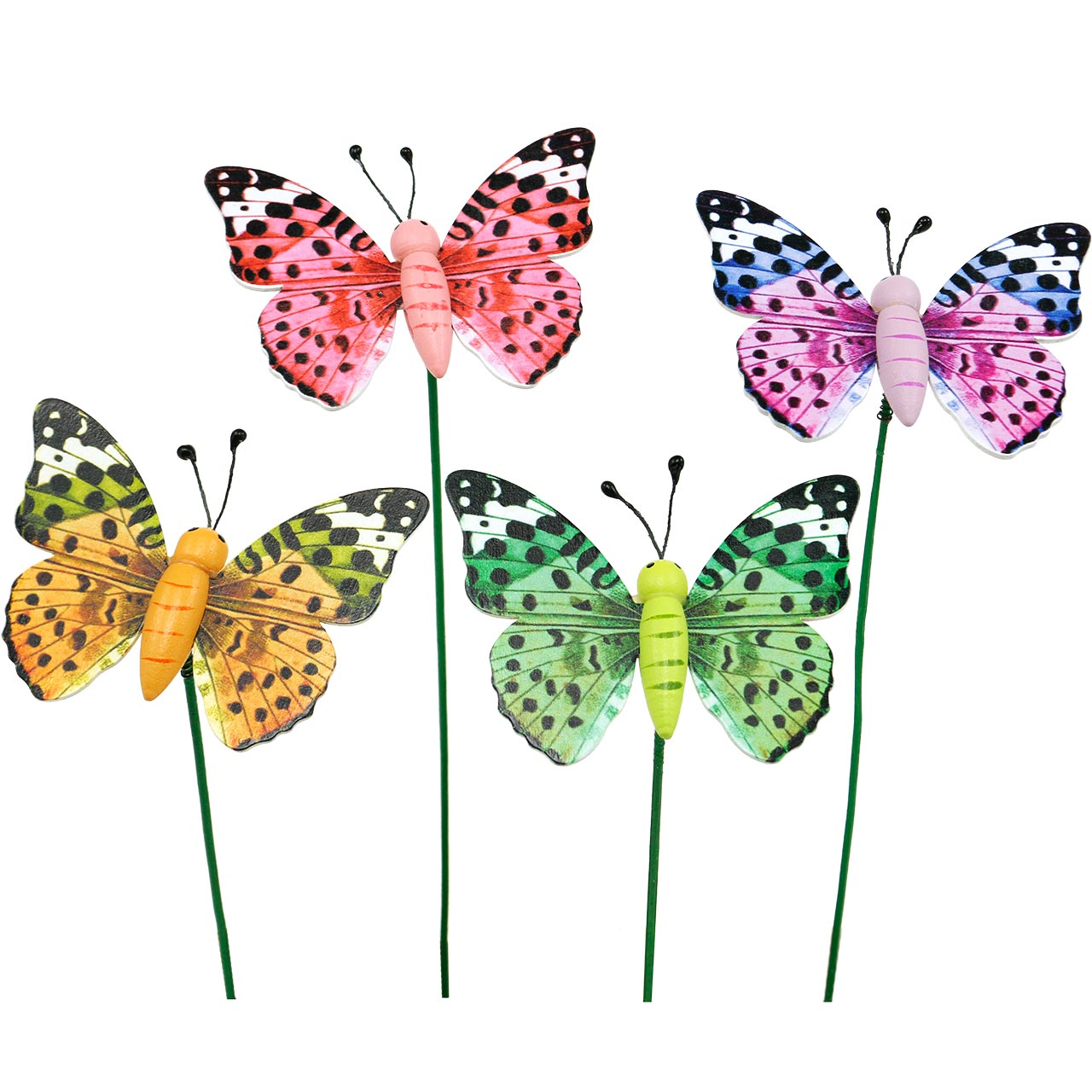 Decorative butterfly on a stick Flower plug Spring  decoration 16 pieces-12012