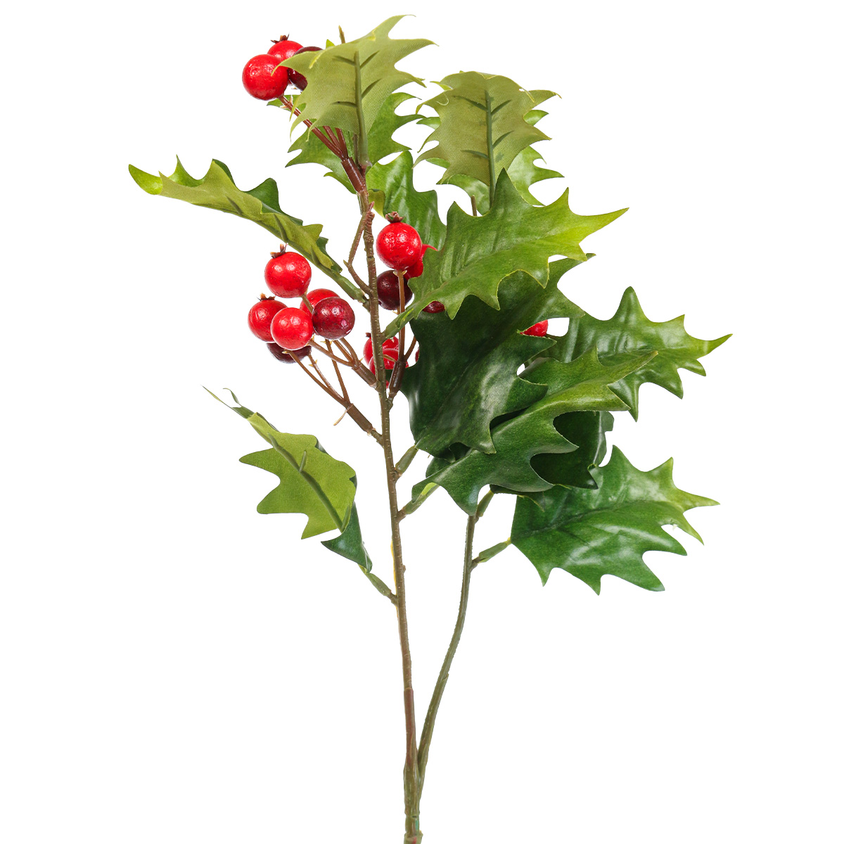 Set of 24: Vibrant White Holly Berry Stems with 35 Lifelike