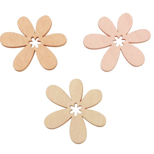 Floristik24 Wooden flowers scatter decoration flowers wood orange/pink/white 72 pcs