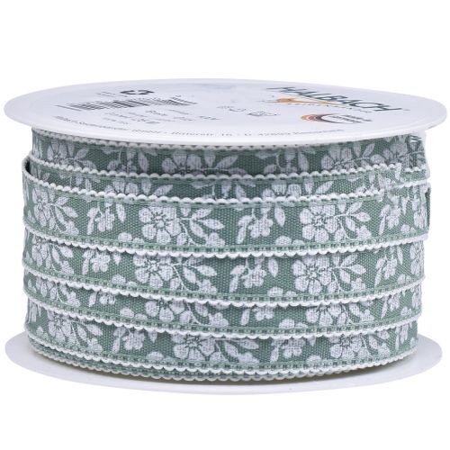 Product Gift ribbon flowers decorative ribbon pastel green 15mm 25m