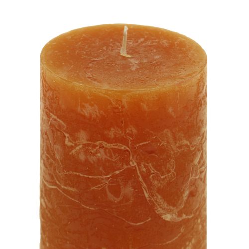 Product Pillar Candles Dark Orange Solid Colored Sunset 60x100mm 4 Pcs