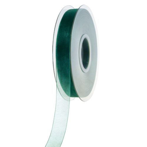 Floristik24 Organza ribbon green gift ribbon woven edge fir green 15mm 50m