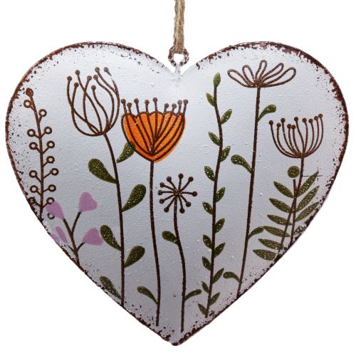 Product Hanging Decoration Metal Decoration Hearts and Flowers White 10cm 4 Pcs