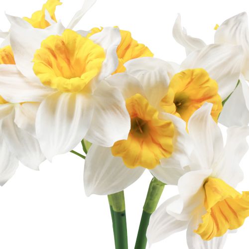 Product Artificial Daffodils White Silk Flowers Easter Bells 40cm 3 Pcs