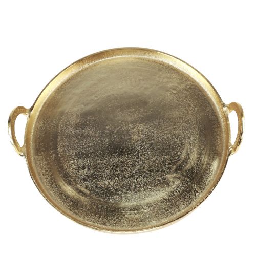 Product Tray Round Gold Metal Tray with Handle 38×35×6.5cm