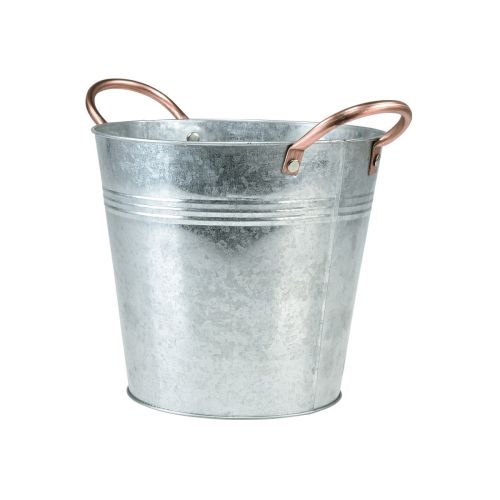 Product Flowerpot bucket with handles metal decoration Ø19cm H17cm