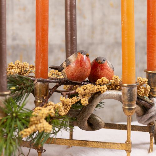 Floristik24 Ceramic Robin Decorations 4 Pieces – Red and Natural Tones, 5.4 cm – Perfect for Garden and Home