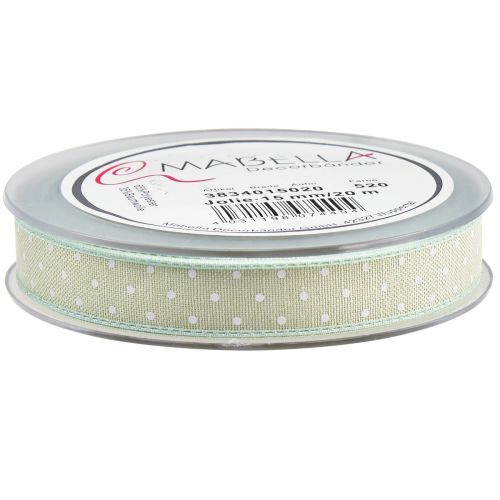 Product Silk ribbon with dots gift ribbon green 15mm 20m