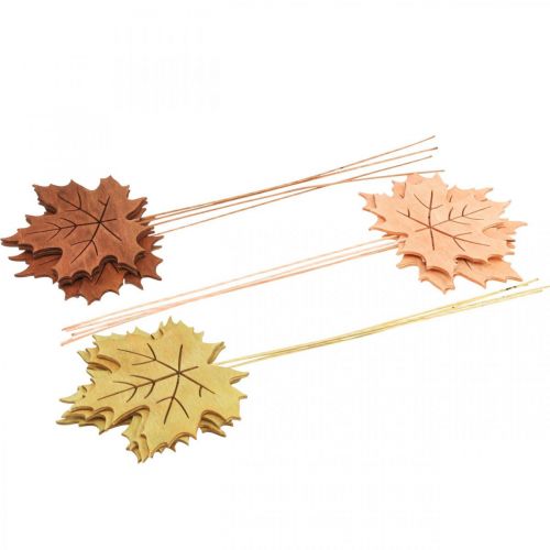 Product Autumn garden stake maple leaf wood W9.5cm L31cm 12pcs