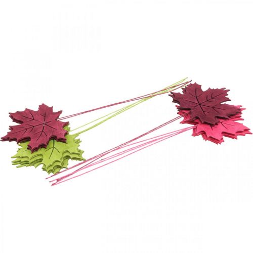 Product Autumn garden stake maple leaf wood W9.5cm L31cm 12pcs