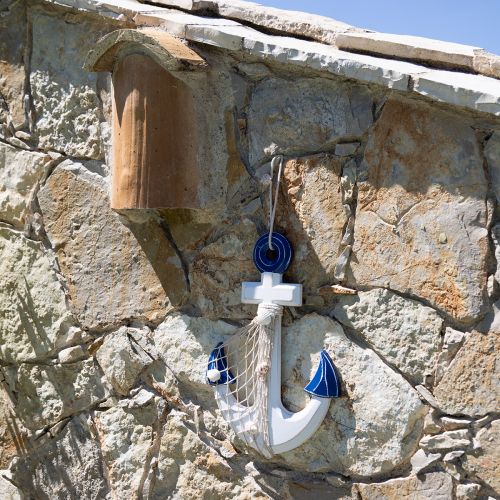 Product Anchor decoration wooden hanging white blue natural 32x2.5x22cm