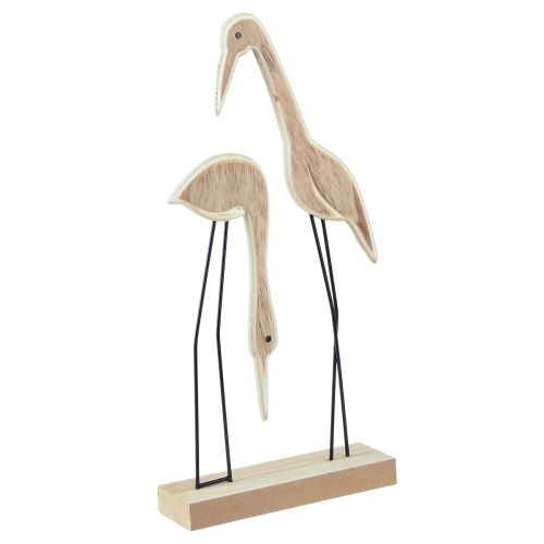 Stand Wooden Figure Crane Pair Natural 27.5×13cm 2 pcs