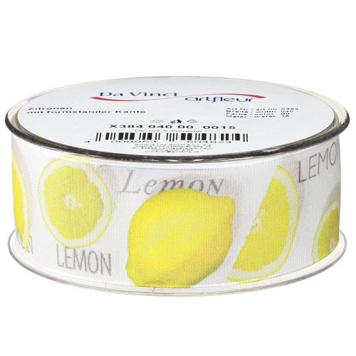 Product Ribbon Lemons Decorative Ribbon Summer Fabric Ribbon Yellow 40mm 15m