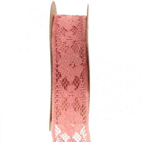Antique pink lace ribbon, decorative ribbon, vintage  decoration, deco ribbon, wedding decoration W25mm L15m-1197-25-325