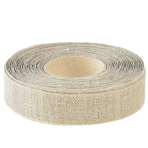 Product Decorative ribbon natural beige linen ribbon 25mm 20m