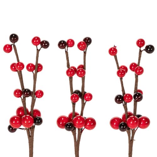 Product Artificial Red Berry Branches, 15cm, Set of 6