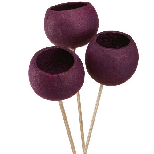 Floristik24 Bell Cup on a Stick Dry Decoration Funeral Floristry Wine Red 15 Pcs