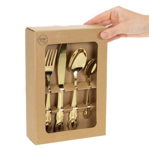 Product Gold-Colored Stainless Steel Cutlery Set, 16 Pieces, in Gift Box