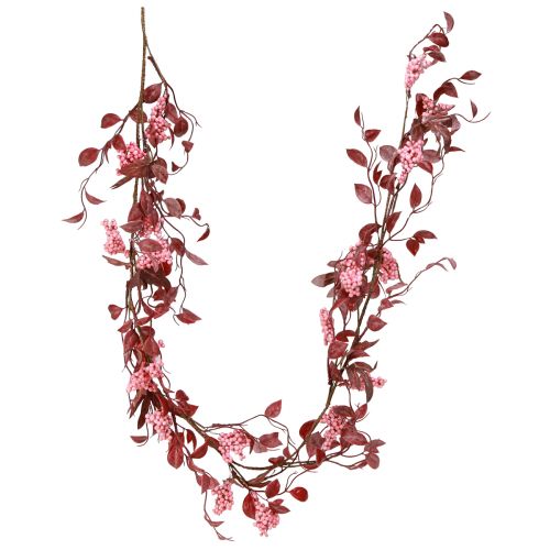 Product Leaf garland autumn decoration hanging in pink 125cm