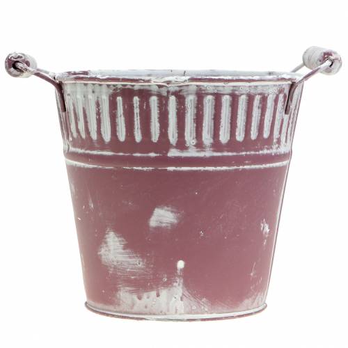 Product Metal bucket purple white washed Ø16cm H15cm 1 pc