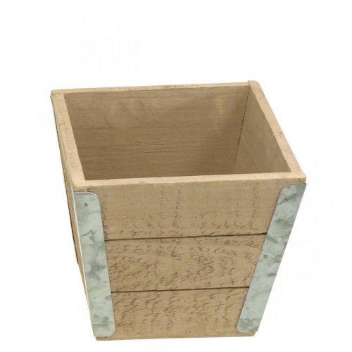 Product Flower box wooden planter shabby chic beige 12.5×14.5×14.5cm