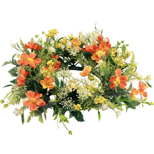 Product Artificial flower wreath anemones orange Ø30cm H9cm