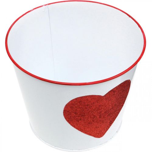 Product Flower pot white with heart in red plant pot Ø18cm H13.5cm