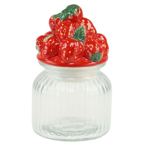 Floristik24 Bonboniere Glass with Lid Strawberries Cookie Jar Ø11cm H18cm