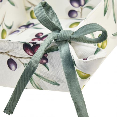 Product Bread basket fabric bread bag white pattern olives 20x20x7cm